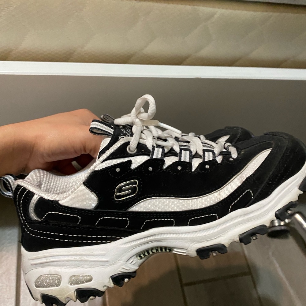 Skechers Black and White Athletic Shoes
